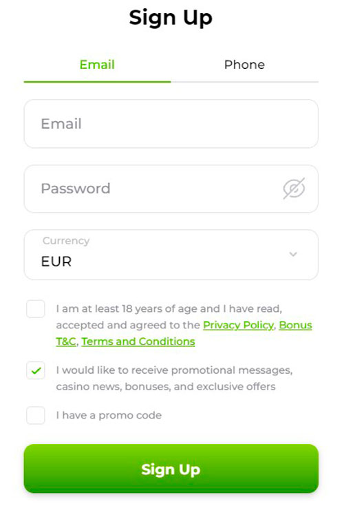 Verde Cazinou Înregistrare de înregistrare Email-Inscriere